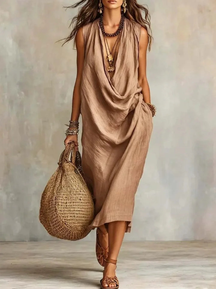 Nora | Elegante abito in cotone e lino